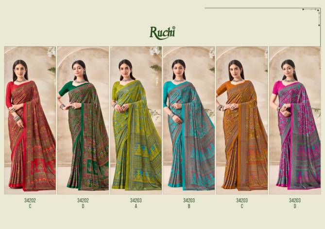 Vivanta Silk 35 By Ruchi Silk Crepe Printed Wholesale Sarees In India